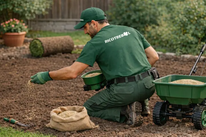 Venta de tierra y mantillo para jardines y mantenimiento de jardinería en Madrid - Ricotrebol - siembra del césped en tu jardín de Madrid
