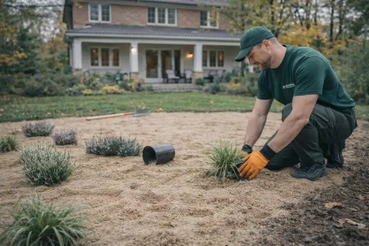 Imagen de jardín con arena de río lavada