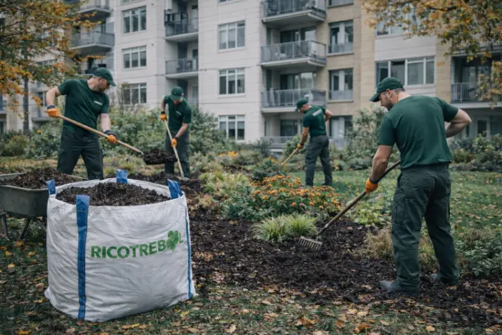 Venta de tierra y mantillo para jardines y mantenimiento de jardinería en Madrid - Ricotrebol - Un buen uso del mantillo mejora la calidad de tu suelo y favorece el crecimiento de tus plantas.