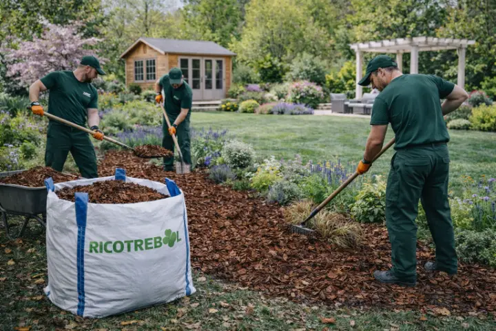 Venta de tierra y mantillo para jardines y mantenimiento de jardinería en Madrid - Ricotrebol - La corteza de pino es el mejor aliado de tu jardín en invierno