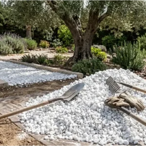 Venta de tierra y mantillo para jardines y mantenimiento de jardinería en Madrid - Ricotrebol - Marmolina blanca de Macael para decoración de jardines, caminos y drenaje