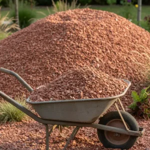 Venta de tierra y mantillo para jardines y mantenimiento de jardinería en Madrid - Ricotrebol - Marmolina roja de Alicante para decoración de jardines, caminos y drenaje
