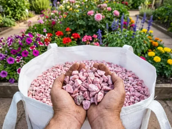 Venta de tierra y mantillo para jardines y mantenimiento de jardinería en Madrid - Ricotrebol - Marmolina rosa de Valencia para decoración de jardines, caminos y drenaje